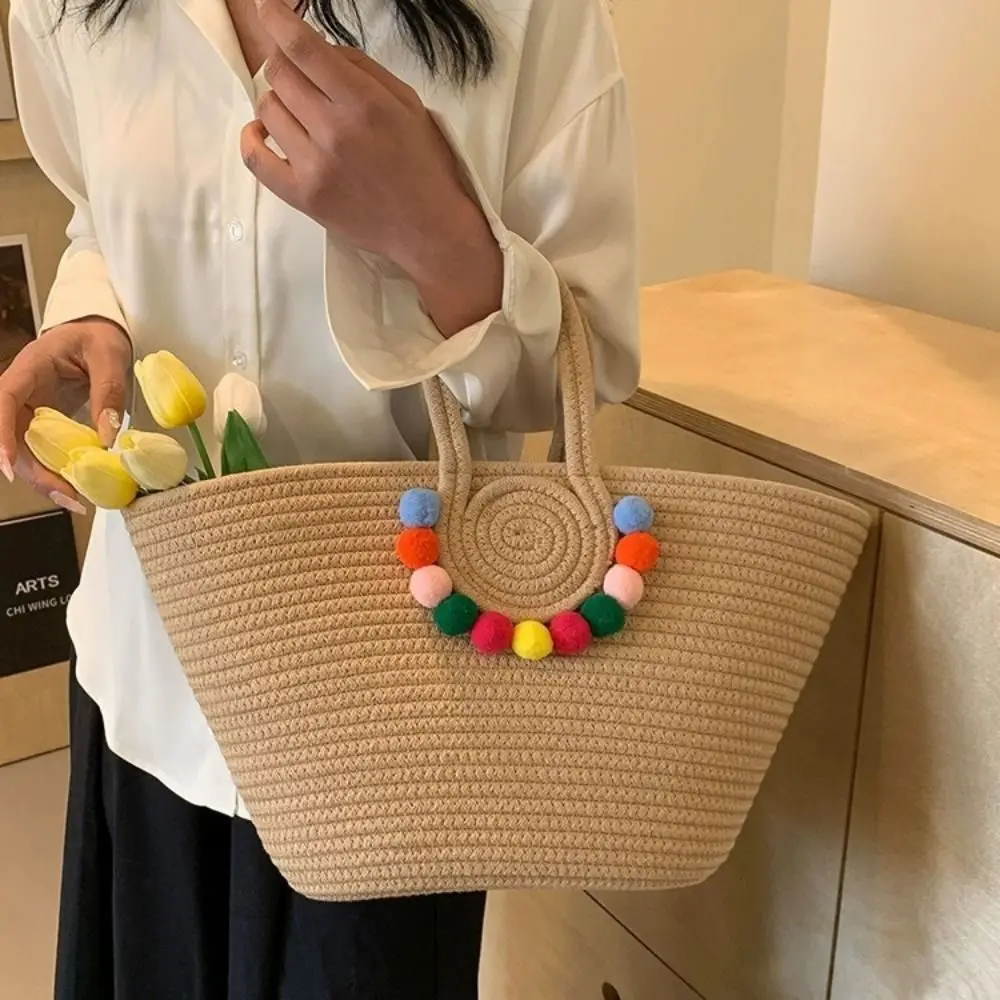 Portable Straw Woven Tote Bag Handmade Large Capacity Shoulder Bags Hollow Out Button Braided Underarm Bag Women
Portable Straw Woven Tote Bag Handmade Large Capacity Shoulder Bags Hollow Out Button Braided Underarm Bag Women
