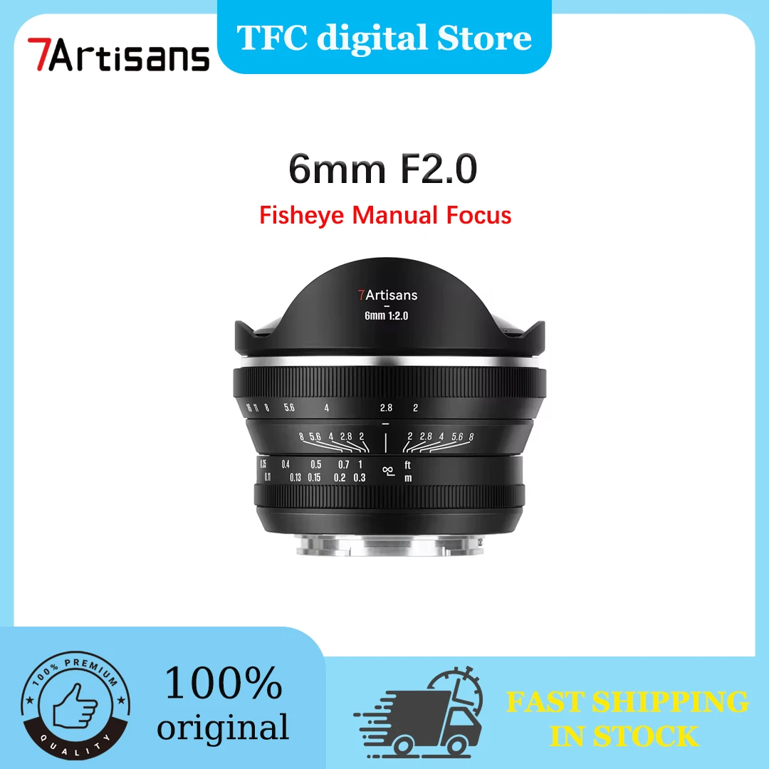 7artisans 6mm F2.0 APS-C 220 ° Ультраширокоугольный объектив Fisheye с ручной фокусировкой для Sony E, Nikon Z, Canon RF, Fuji XF, M4/3
7artisans 6mm F2.0 APS-C 220 ° Ультраширокоугольный объектив Fisheye с ручной фокусировкой для Sony E, Nikon Z, Canon RF, Fuji XF, M4/3