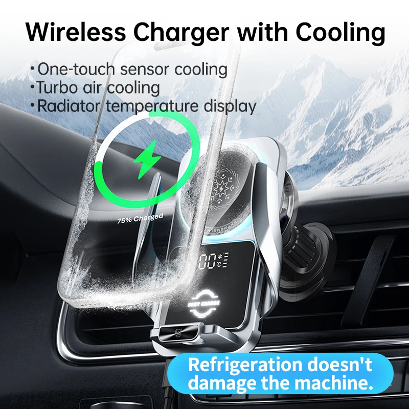 15W Wireless Charger ar Phone Holder With Built-in Car Cooling Touch Rotate Bracket Universal Phone Mount
15W Wireless Charger ar Phone Holder With Built-in Car Cooling Touch Rotate Bracket Universal Phone Mount