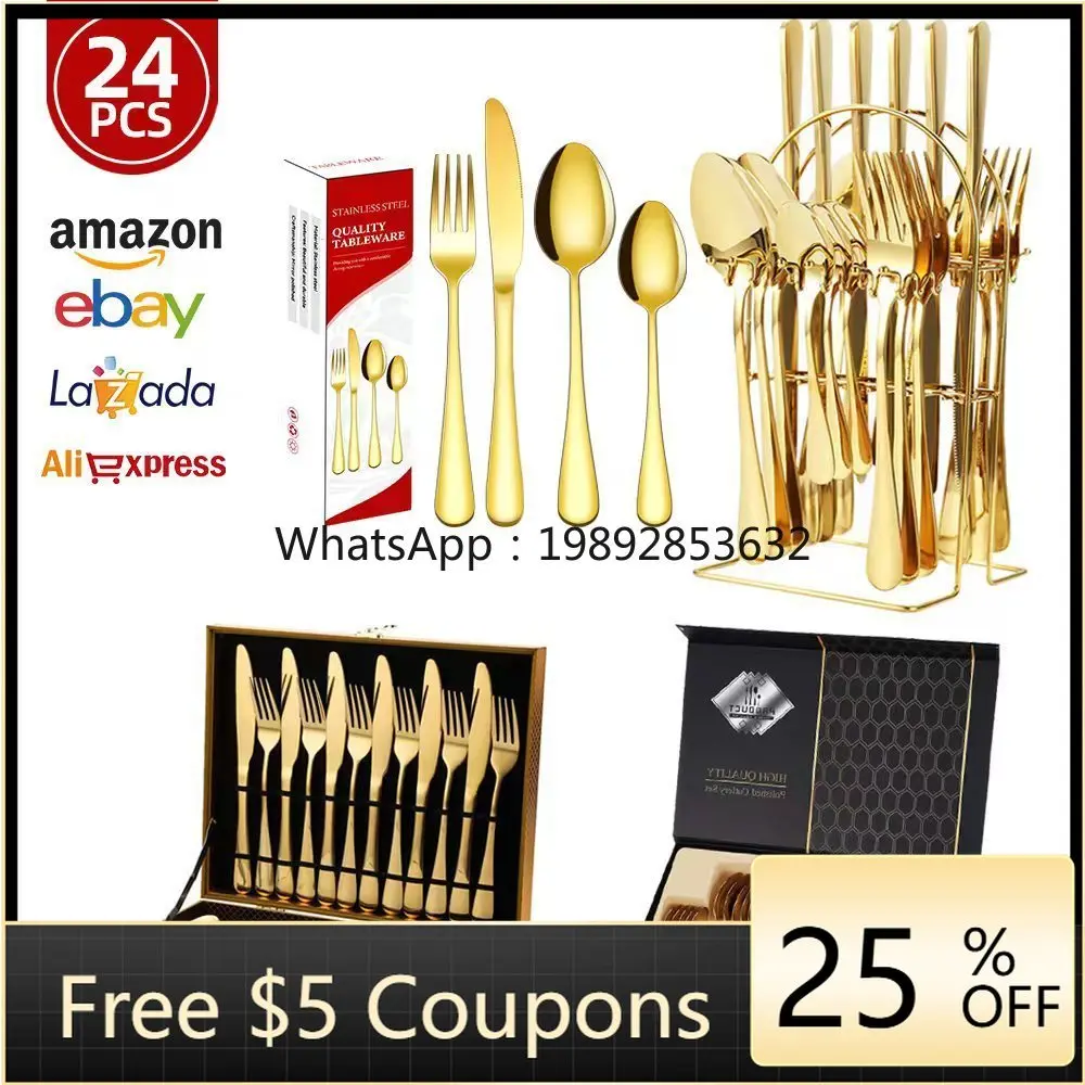 Stainless steel steak knives, forks and spoons 24-piece set Hotel stainless steel tableware gift box set
Stainless steel steak knives, forks and spoons 24-piece set Hotel stainless steel tableware gift box set