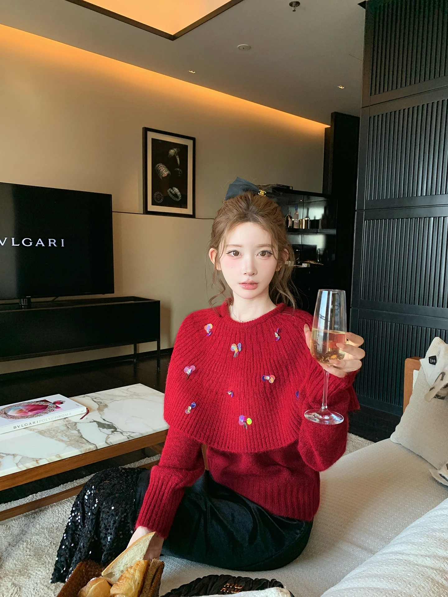 Cisas New Year Aosphere Red Cloak Sweater Knitted Top oulder Wrap Two-Piece Set Women Soft Comfortable Commute Sle
Cisas New Year Aosphere Red Cloak Sweater Knitted Top oulder Wrap Two-Piece Set Women Soft Comfortable Commute Sle