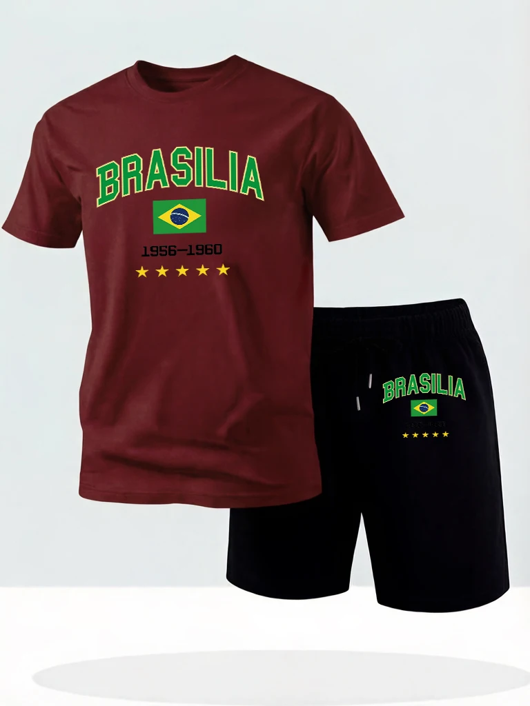 Brasilia Flag 1956-1960 Print Fitness Summer Pants For Man'S Sets Breathable All-Match Clothing Cotton Beach O-Neck T-Shirt
Brasilia Flag 1956-1960 Print Fitness Summer Pants For Man'S Sets Breathable All-Match Clothing Cotton Beach O-Neck T-Shirt