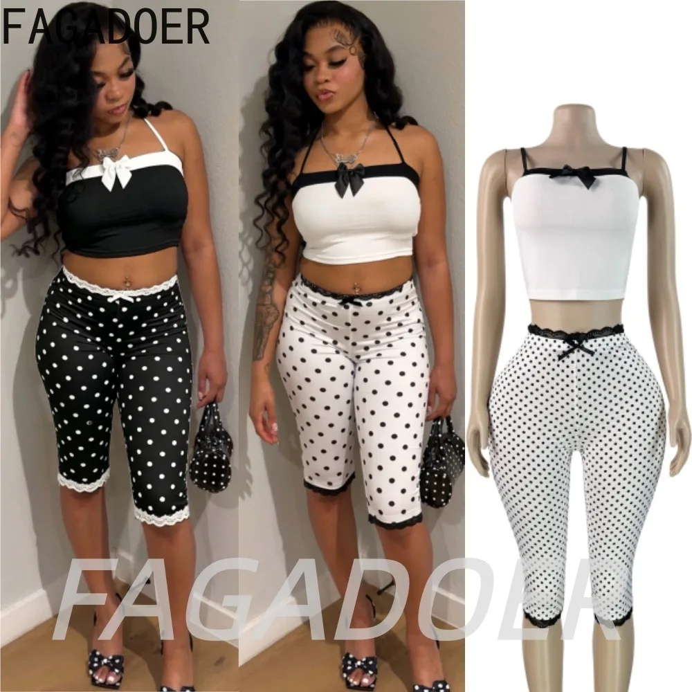FAGADOER Sweet Polka Dot Shorts 2 Piece Sets Fashion Bow Spaghetti Strap Top + Lace Patchwork Bodycon Shorts Outfits Streetwear
FAGADOER Sweet Polka Dot Shorts 2 Piece Sets Fashion Bow Spaghetti Strap Top + Lace Patchwork Bodycon Shorts Outfits Streetwear
