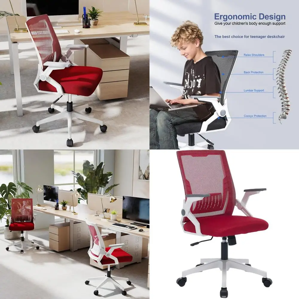 Компактное эргономичное поворотное кресло с откидными подлокотниками и сетчатой спинкой для домашнего офиса
Компактное эргономичное поворотное кресло с откидными подлокотниками и сетчатой спинкой для домашнего офиса