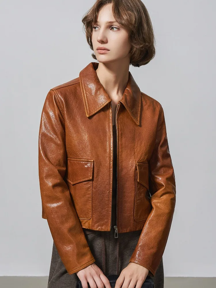 Aura Bomber Jacket Women Trend High-end Real Leather Jacket Top Retro Oil Wax Sheepskin Short Style High Street Leather Jacket
Aura Bomber Jacket Women Trend High-end Real Leather Jacket Top Retro Oil Wax Sheepskin Short Style High Street Leather Jacket