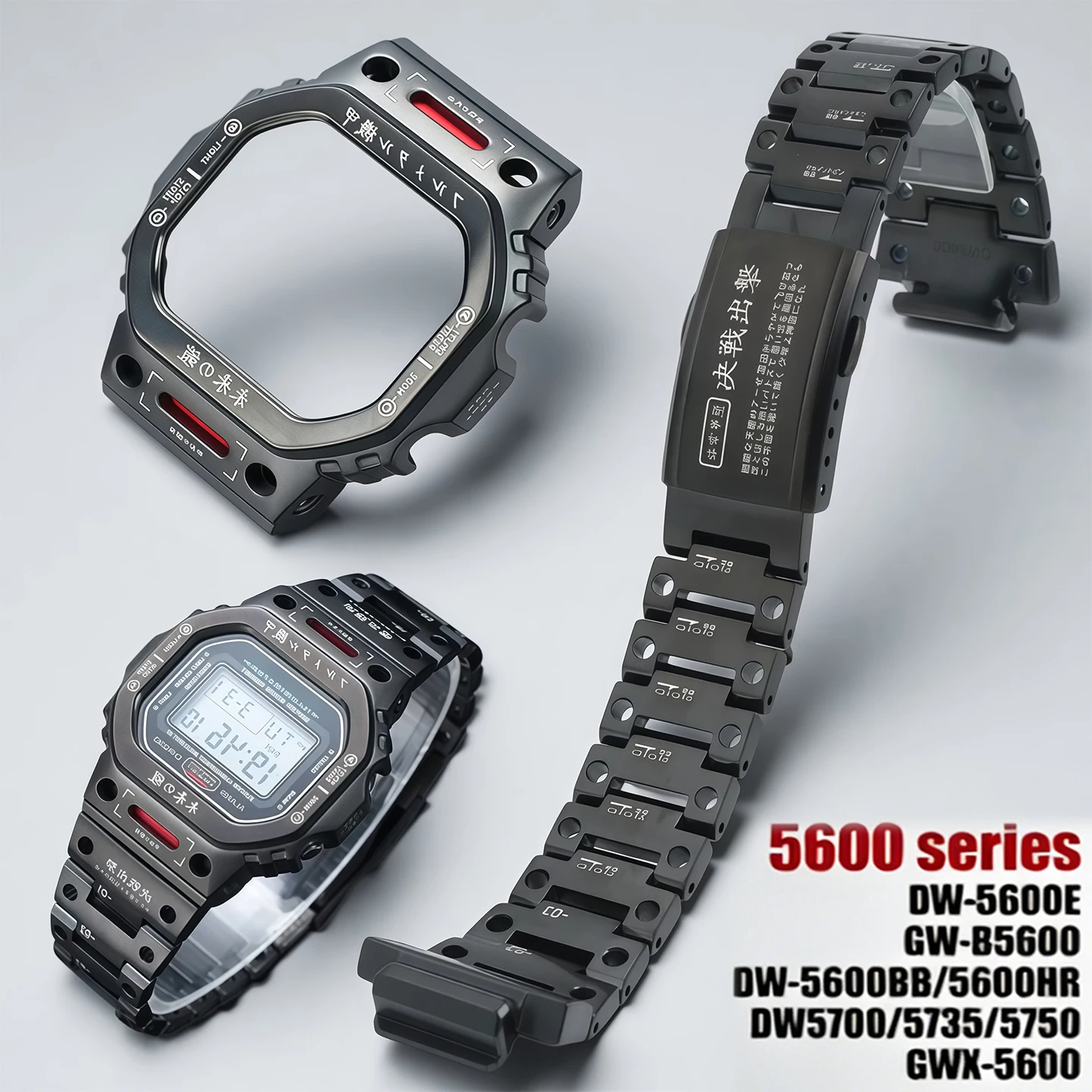 Мужской мод-комплект в стиле Mecha для Casio G-SHOCK серий DW5600, GW-B5600, GMW-B5000: корпус, безель и браслет из нержавеющей стали с бесплатными инструментами
Мужской мод-комплект в стиле Mecha для Casio G-SHOCK серий DW5600, GW-B5600, GMW-B5000: корпус, безель и браслет из нержавеющей стали с бесплатными инструментами