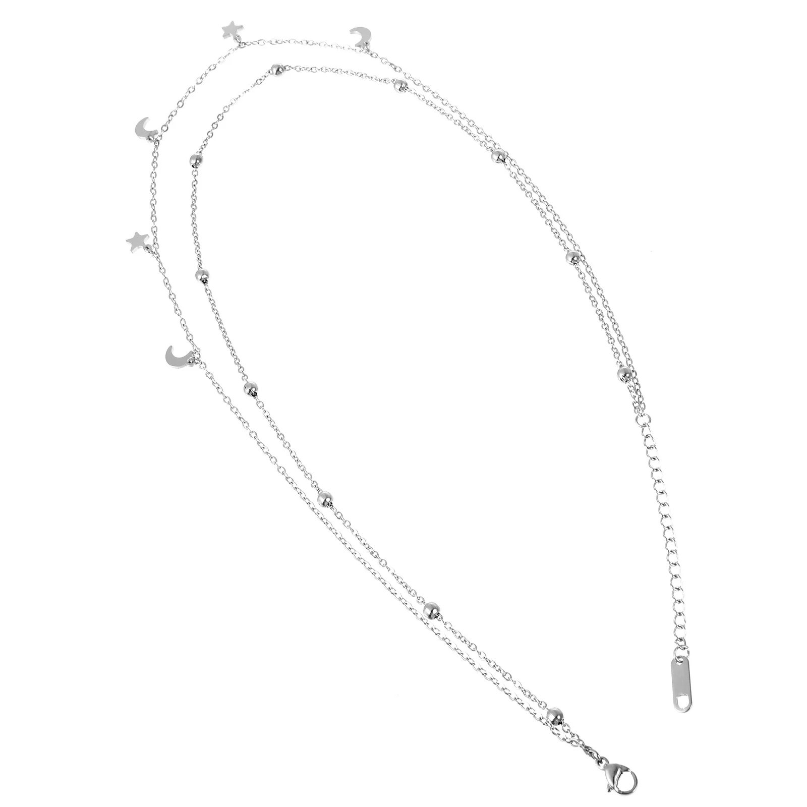 1pcs Double Layer Bead Chain Necklace Stainless Steel Star Moon Design Clavicle Necklace For Women Female Choker Jewelry Gift
1pcs Double Layer Bead Chain Necklace Stainless Steel Star Moon Design Clavicle Necklace For Women Female Choker Jewelry Gift