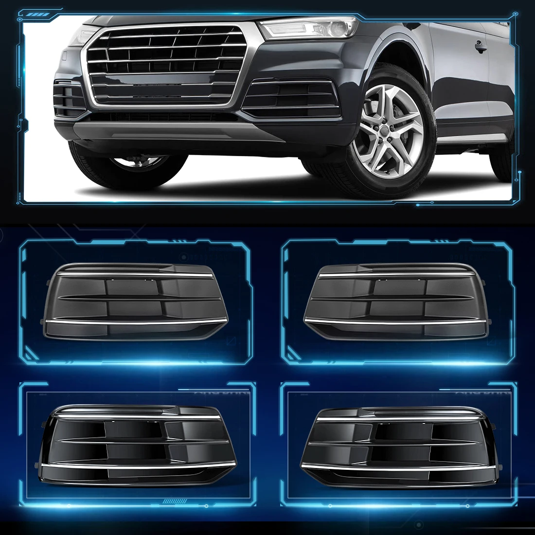 Для Audi Q5 2018 2019 2020 решетка противотуманной фары, рамка переднего бампера, гоночная решетка, накладка противотуманной фары, сетчатая крышка 80A807680D 80A807679D
Для Audi Q5 2018 2019 2020 решетка противотуманной фары, рамка переднего бампера, гоночная решетка, накладка противотуманной фары, сетчатая крышка 80A807680D 80A807679D