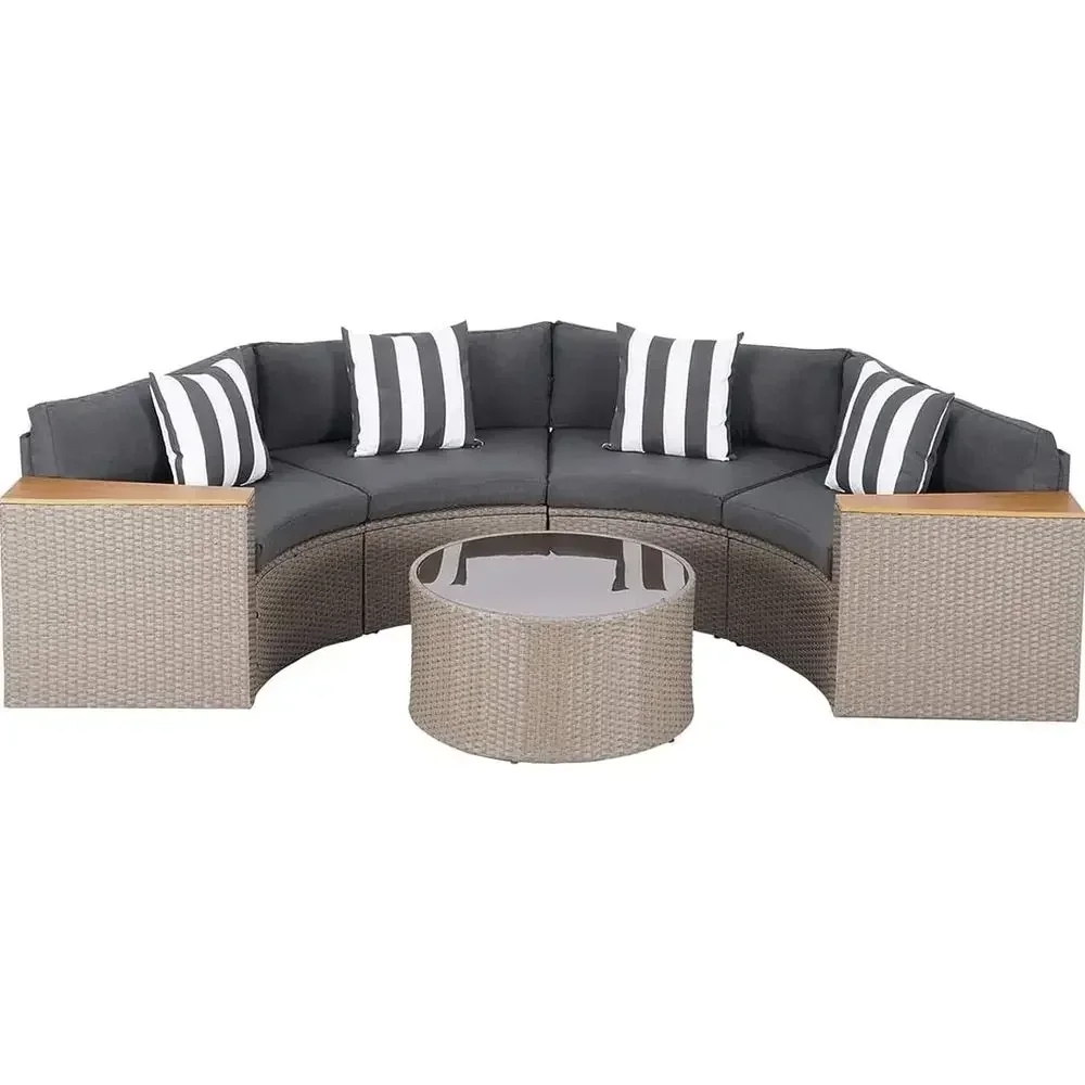 5 Pieces Patio urniture Sectional Set, Outdoor Hal-Moon Wicker Soa Contion Set with Glass Coee Table or Patio, Garden, Backyards
5 Pieces Patio urniture Sectional Set, Outdoor Hal-Moon Wicker Soa Contion Set with Glass Coee Table or Patio, Garden, Backyards