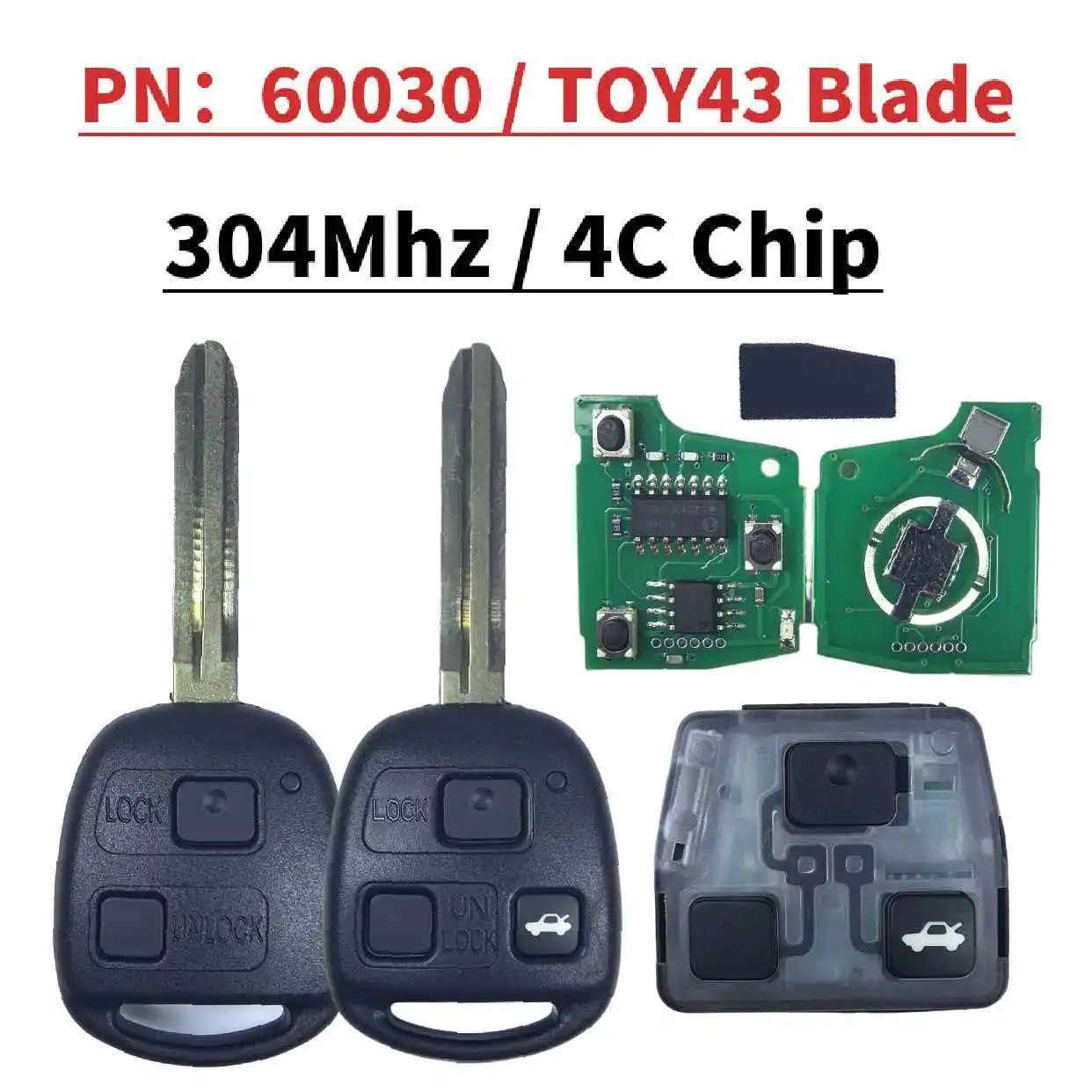 Jingxin PN:60030 4C Chip 304MHz Remote Card Key/Shell for Toyota Corolla RAV4 Avensis Tarago Landcruiser 1998-2007 Toy43 Blade
Jingxin PN:60030 4C Chip 304MHz Remote Card Key/Shell for Toyota Corolla RAV4 Avensis Tarago Landcruiser 1998-2007 Toy43 Blade