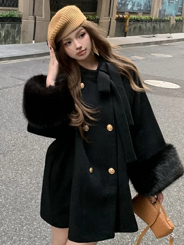 Fashionable Autumn Winter Woolen Coat Women's Designable Detachable Fur Sleeve Top Korean Style Thickened Long Sleeve Coat
Fashionable Autumn Winter Woolen Coat Women's Designable Detachable Fur Sleeve Top Korean Style Thickened Long Sleeve Coat