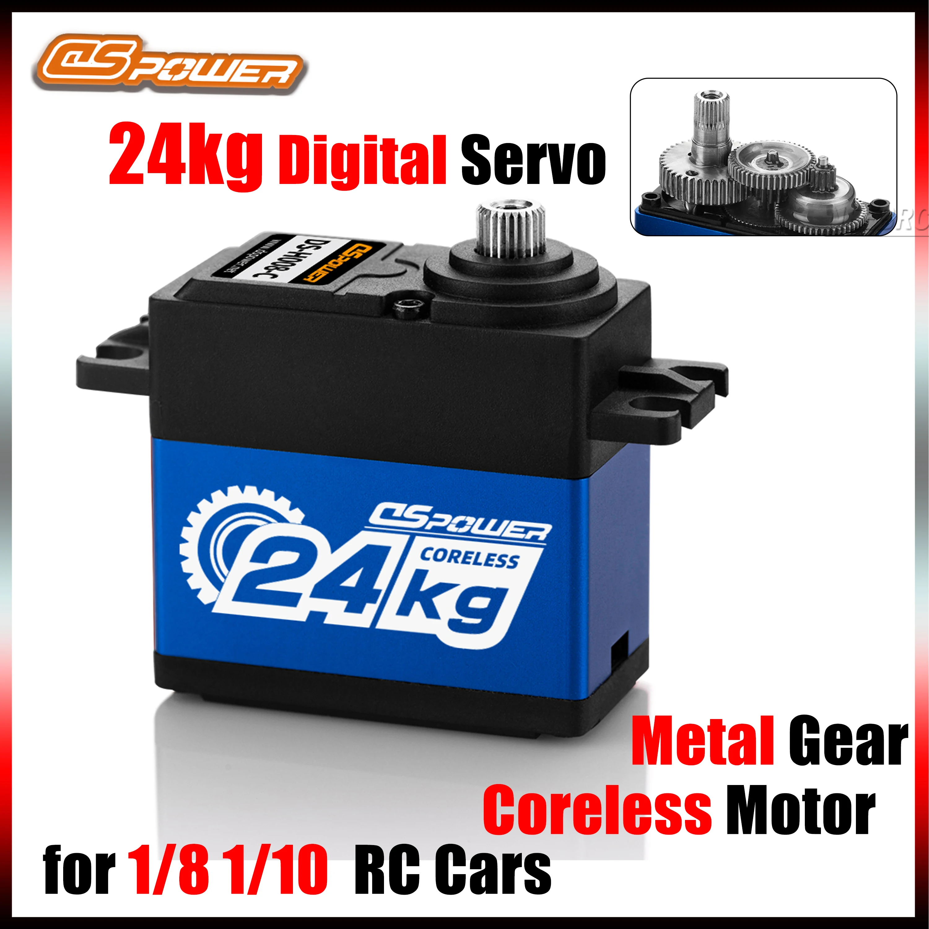 DSpower 24KG Metal Gear Waterproof Coreless Motor High Speed Large Torque Digital Servo 6.0~7.4V for 1/8 1/10 RC Car Accessories
DSpower 24KG Metal Gear Waterproof Coreless Motor High Speed Large Torque Digital Servo 6.0~7.4V for 1/8 1/10 RC Car Accessories