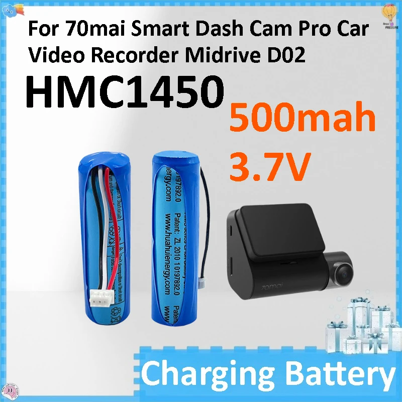 5pcs HMC1450 Battery 3.7V 500mAh for 70mai Smart Dash Cam Pro Car Video Recorder Midrive D02 Replacement Batterie 3-wire Plug
5pcs HMC1450 Battery 3.7V 500mAh for 70mai Smart Dash Cam Pro Car Video Recorder Midrive D02 Replacement Batterie 3-wire Plug