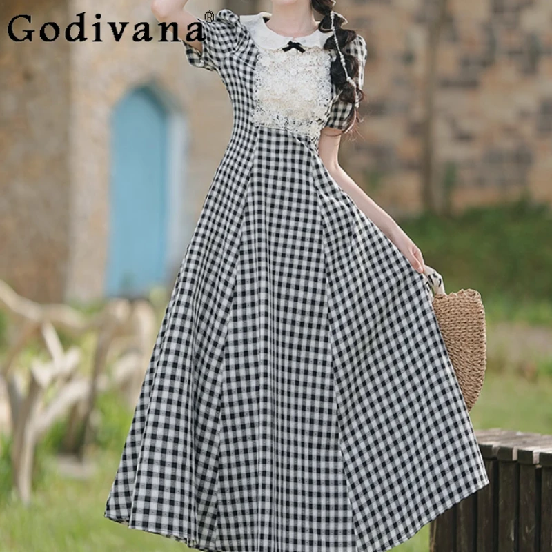French Retro Sweet Peter Pan Collar Lolita Plaid Dresses Summer High Waist College A-line Versatile Age-reducing Japanese Dress
French Retro Sweet Peter Pan Collar Lolita Plaid Dresses Summer High Waist College A-line Versatile Age-reducing Japanese Dress