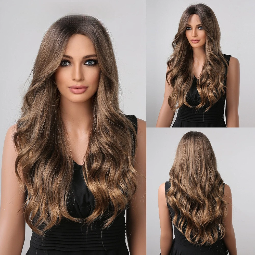 New, medium and long curly hair, gradual change of brown highlights, European and American chemical fiber wig full head cover
New, medium and long curly hair, gradual change of brown highlights, European and American chemical fiber wig full head cover