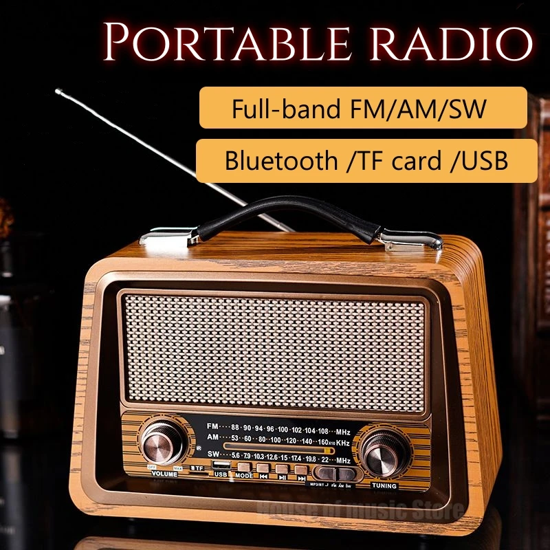 Portable Retro Multi Band Real Wooden Rechargeable Radio Support Bluetooth Wireless Link USB TF Mp3 Player Speakers AM FM Radio
Portable Retro Multi Band Real Wooden Rechargeable Radio Support Bluetooth Wireless Link USB TF Mp3 Player Speakers AM FM Radio