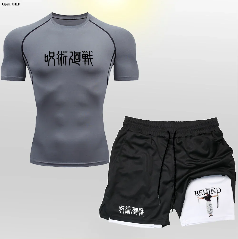 new Trendy Men's Anime Printed Quick-drying T-shirt Suit Fitness Training Short-sleeved + Double-layer ShortsTwo-piece Set
new Trendy Men's Anime Printed Quick-drying T-shirt Suit Fitness Training Short-sleeved + Double-layer ShortsTwo-piece Set
