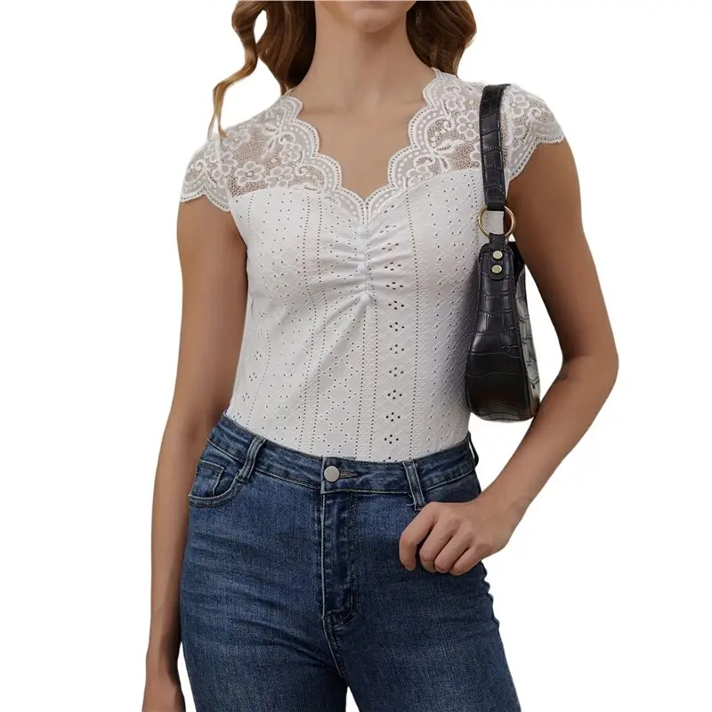 CYL-Women Hollow Out V-Neck Lace Splicing Blouse Elegant Shirt Ladies Tops Slim-Fit Blouses
CYL-Women Hollow Out V-Neck Lace Splicing Blouse Elegant Shirt Ladies Tops Slim-Fit Blouses