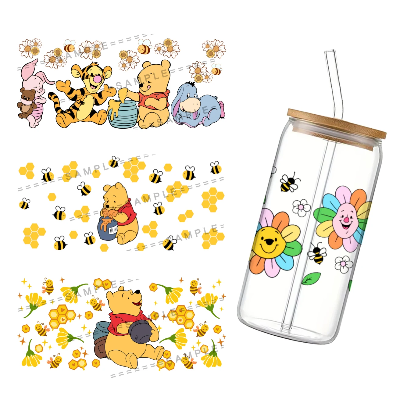 Disney Winnie the Pooh Bear 3D Waterproof UV DTF Cup Wrap for 16Oz Libbey Glass Can DIY Transfer Sticker
Disney Winnie the Pooh Bear 3D Waterproof UV DTF Cup Wrap for 16Oz Libbey Glass Can DIY Transfer Sticker