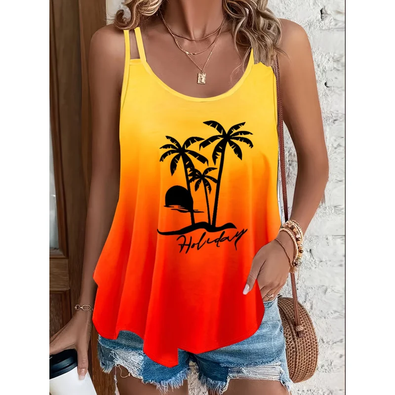 Plus Size - Red And Yellow Gradient Top with Coconut Tree Print
Plus Size - Red And Yellow Gradient Top with Coconut Tree Print