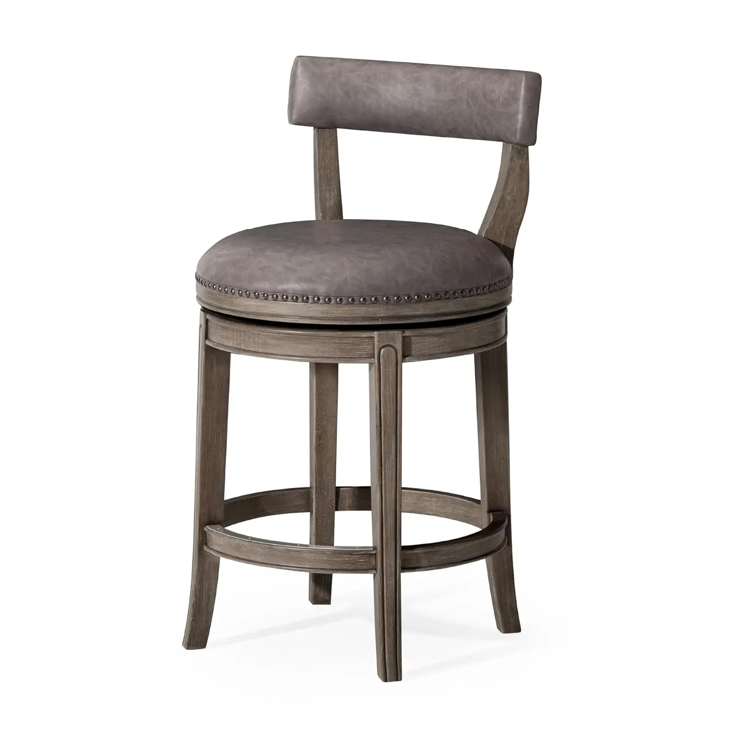 Counter Stool 26 Inches – Swivel Stool with Footrest – Grey Solid Wood and Grey Faux Leather Upholstery –, Customized
Counter Stool 26 Inches – Swivel Stool with Footrest – Grey Solid Wood and Grey Faux Leather Upholstery –, Customized