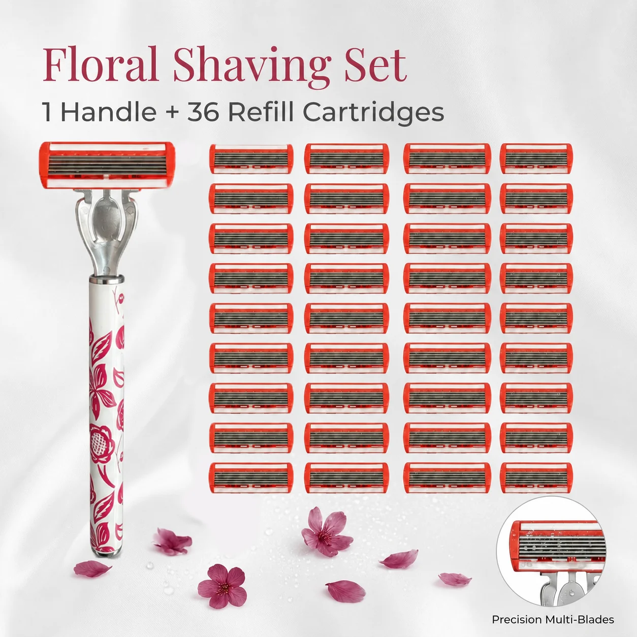 Floral Pink 6-Layer Women's Shaver - Reusable for smooth shaving of body hair, legs, and beard, perfect for bikini lines
Floral Pink 6-Layer Women's Shaver - Reusable for smooth shaving of body hair, legs, and beard, perfect for bikini lines