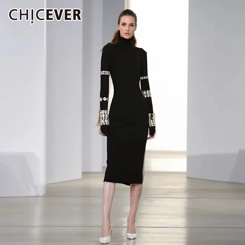 CHICEVER Patchwork Diamonds Sexy Dresses For Women Turtleneck Long Sleeve High Waist Spliced Zipper Slim Midi Dress Female New
CHICEVER Patchwork Diamonds Sexy Dresses For Women Turtleneck Long Sleeve High Waist Spliced Zipper Slim Midi Dress Female New