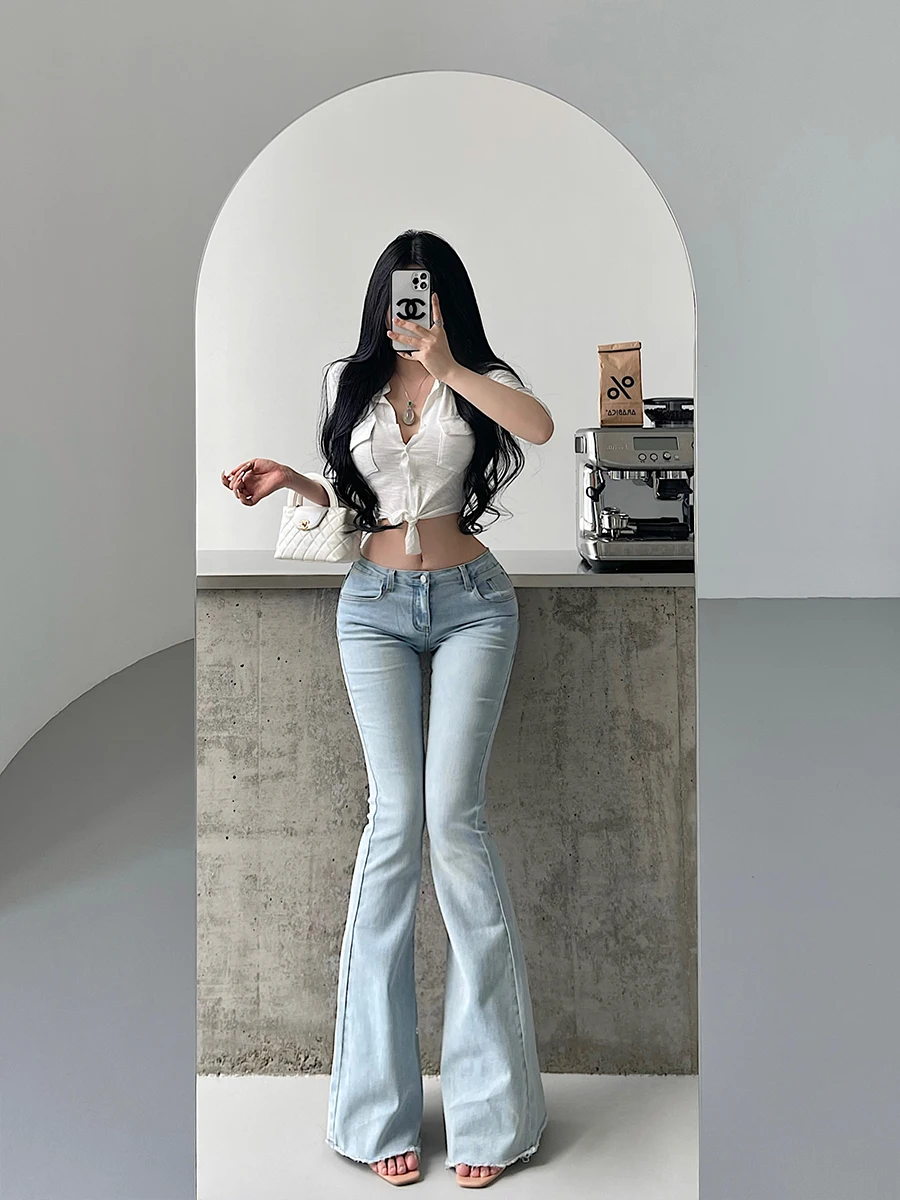 Young Girl Low Waist Slimming Jeans Korean Style Hot Girl Bell Bottoms Long Pants Frayed Hem Ankle-Length Trousers
Young Girl Low Waist Slimming Jeans Korean Style Hot Girl Bell Bottoms Long Pants Frayed Hem Ankle-Length Trousers