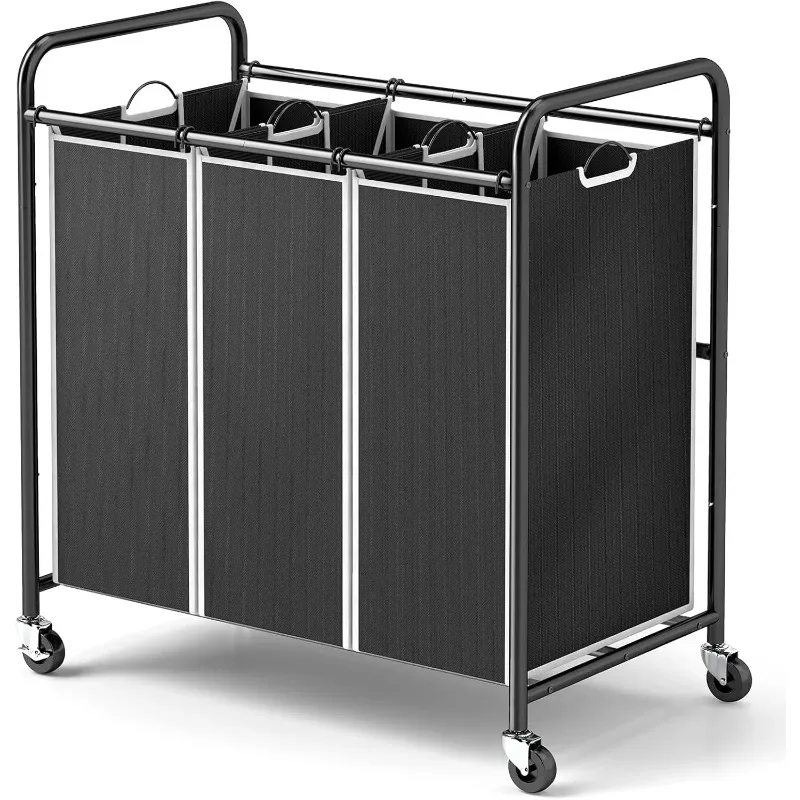 3-Section Rolling Laundry Hamper with Removable Bags, Lockable Wheels for Apartment, Dorm & Family (130L Black)
3-Section Rolling Laundry Hamper with Removable Bags, Lockable Wheels for Apartment, Dorm & Family (130L Black)