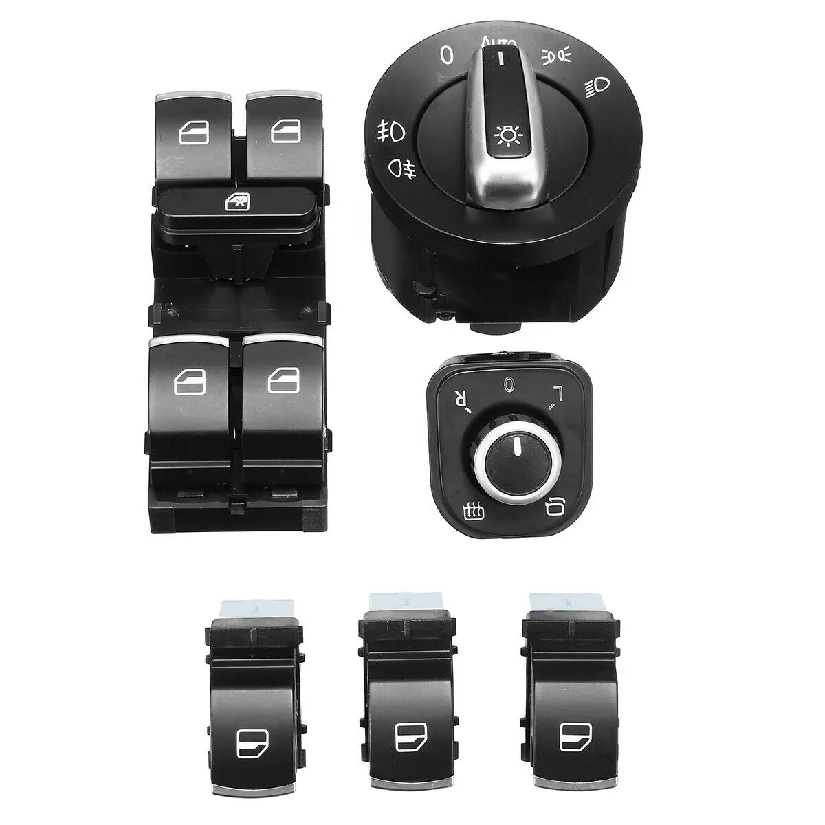 6x Chrome Window Headlight Mirror Control Switch Car Headlight Switch For VW Golf MK5 Passat Jetta
6x Chrome Window Headlight Mirror Control Switch Car Headlight Switch For VW Golf MK5 Passat Jetta
