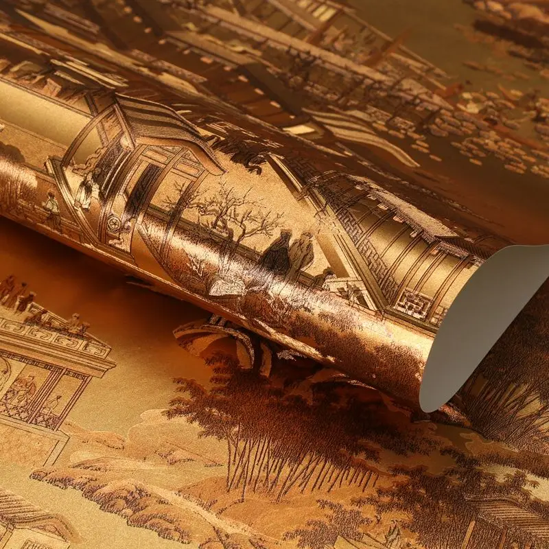 Chinese Wallpaper Qingming Shanghe Map Golden Classical Restaurant Zen Landscape Wall Paper Hotel Box Tea Study Room Wallpaper
Chinese Wallpaper Qingming Shanghe Map Golden Classical Restaurant Zen Landscape Wall Paper Hotel Box Tea Study Room Wallpaper