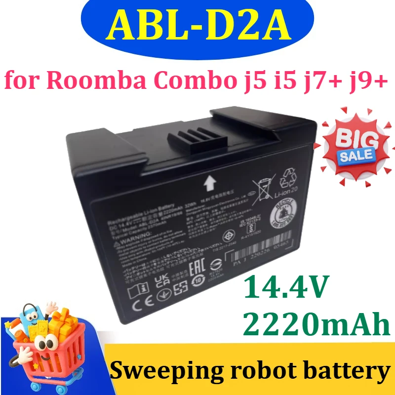 Аккумулятор ABL-D2A (2220 мАч, 32 Вт·ч, 14.4 В) для роботов-пылесосов Roomba Combo j5, i5, j7+, j9+, i4, i4+, i4 Plus, 4150, 4550, 4552
Аккумулятор ABL-D2A (2220 мАч, 32 Вт·ч, 14.4 В) для роботов-пылесосов Roomba Combo j5, i5, j7+, j9+, i4, i4+, i4 Plus, 4150, 4550, 4552