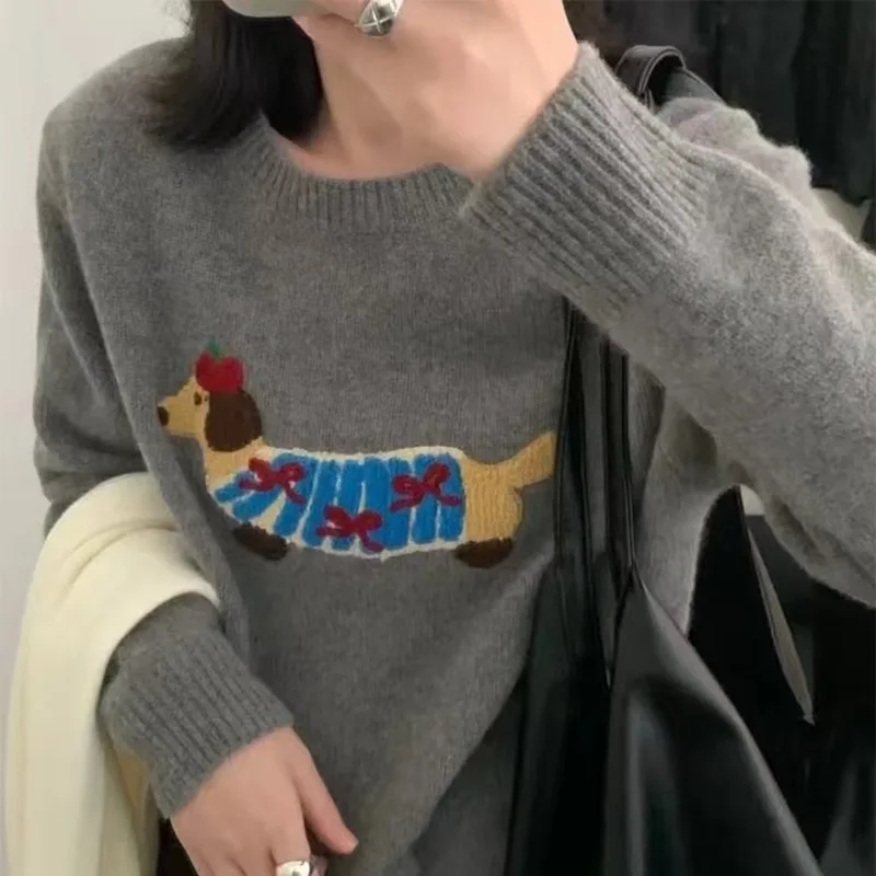 Cute Dachshund Embroidery Knitted Sweater 2025 Autumn And Winter 4d Cartoon Puppy Pullover Sweater Loose Casual One-size Sweater
Cute Dachshund Embroidery Knitted Sweater 2025 Autumn And Winter 4d Cartoon Puppy Pullover Sweater Loose Casual One-size Sweater