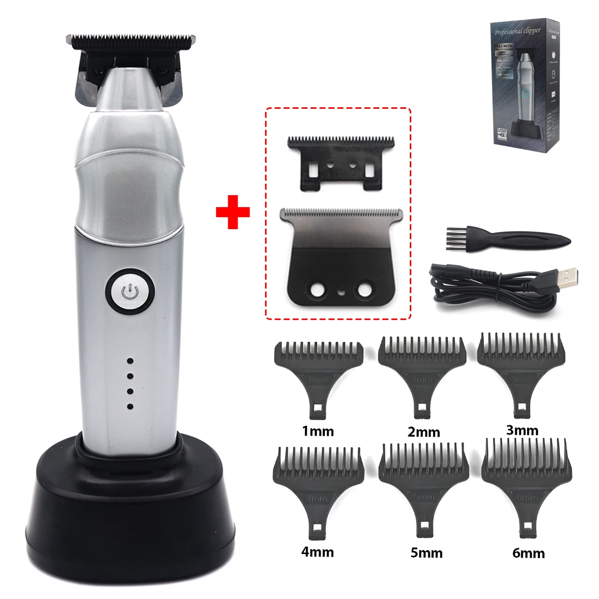 Hair Trimmer for Men DLC T-Blade Full Metal with Base Charger Zero Gapped Low Noise Professional Hair Clipper Finishing Machine
Hair Trimmer for Men DLC T-Blade Full Metal with Base Charger Zero Gapped Low Noise Professional Hair Clipper Finishing Machine