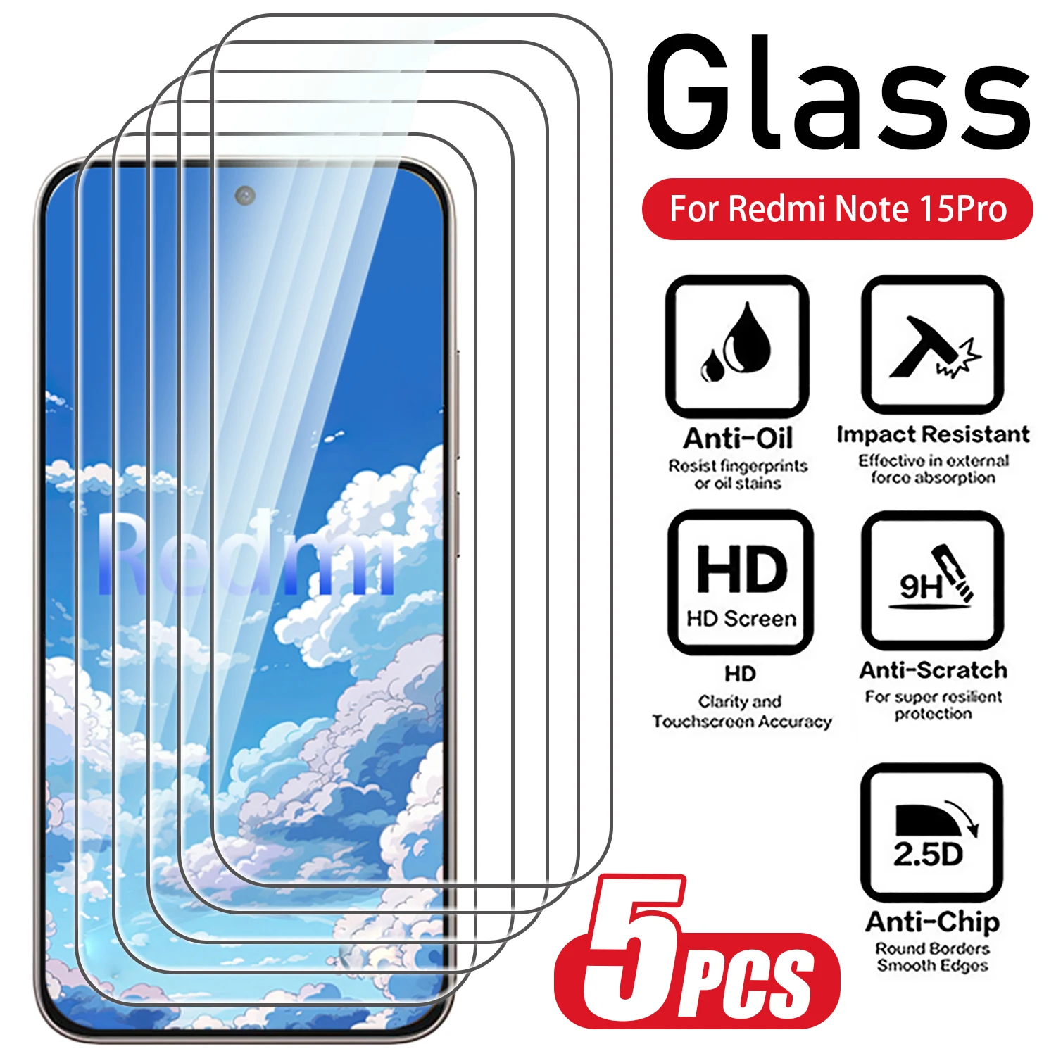 5PCS Screen Protector For Redmi Note 15 Pro note 14 13 4G 5G Tempered Glass on Redmi Note 12 13 Pro 12s 13R 15R Phone Film
5PCS Screen Protector For Redmi Note 15 Pro note 14 13 4G 5G Tempered Glass on Redmi Note 12 13 Pro 12s 13R 15R Phone Film