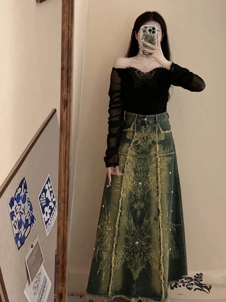 Women's Denim Skirts Vintage Harajuku2000s Streetwear Korean High Waist Long Skirts Fashion Blue A-line Jean Skirt Clothes
Women's Denim Skirts Vintage Harajuku2000s Streetwear Korean High Waist Long Skirts Fashion Blue A-line Jean Skirt Clothes