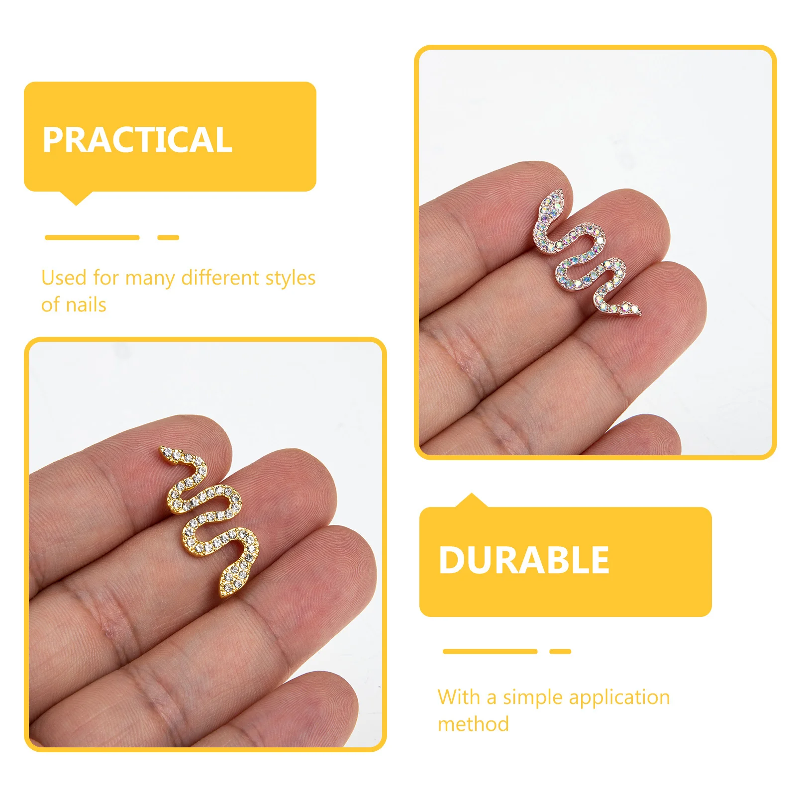 6Pcs Nail Decor Snake Shape Alloy Material Durable DIY Nail Rhinestones for Natural Artificial Nails Manicure Home Salon Use 
6Pcs Nail Decor Snake Shape Alloy Material Durable DIY Nail Rhinestones for Natural Artificial Nails Manicure Home Salon Use