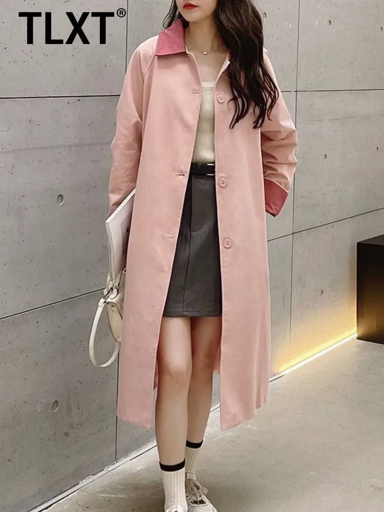 TLXT Элегантный женский длинный розовый плащ с контрастным воротником и манжетами, однобортная стильная повседневная верхняя одежда, новинка осени 2023 г.
TLXT Элегантный женский длинный розовый плащ с контрастным воротником и манжетами, однобортная стильная повседневная верхняя одежда, новинка осени 2023 г.