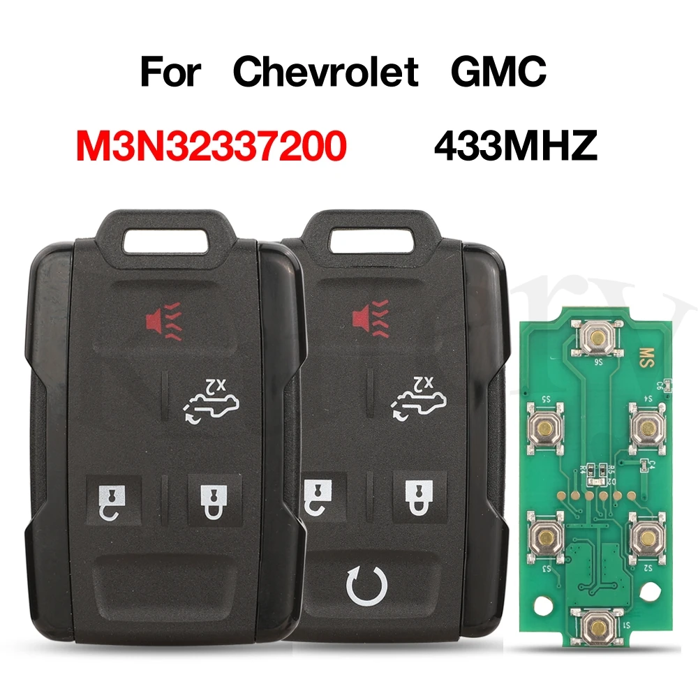 jingyuqin M3N32337200 433Mhz Remote Car Key Alarm For Chevrolet Suburban Tahoe Silverado Canyon GMC Pickup 3+1/4+1 Buttons Black
jingyuqin M3N32337200 433Mhz Remote Car Key Alarm For Chevrolet Suburban Tahoe Silverado Canyon GMC Pickup 3+1/4+1 Buttons Black