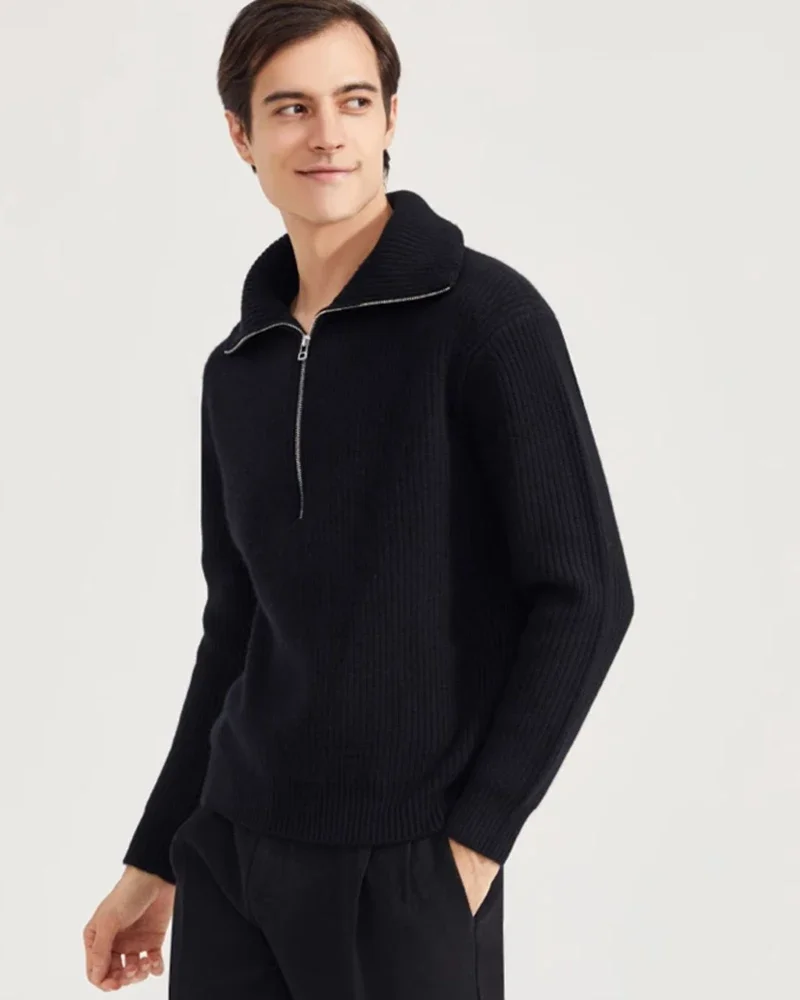 Мужской кашемировый утолщенный пуловер на молнии, свитер Slim Fit, легкий теплый повседневный трикотаж с длинными рукавами
Мужской кашемировый утолщенный пуловер на молнии, свитер Slim Fit, легкий теплый повседневный трикотаж с длинными рукавами