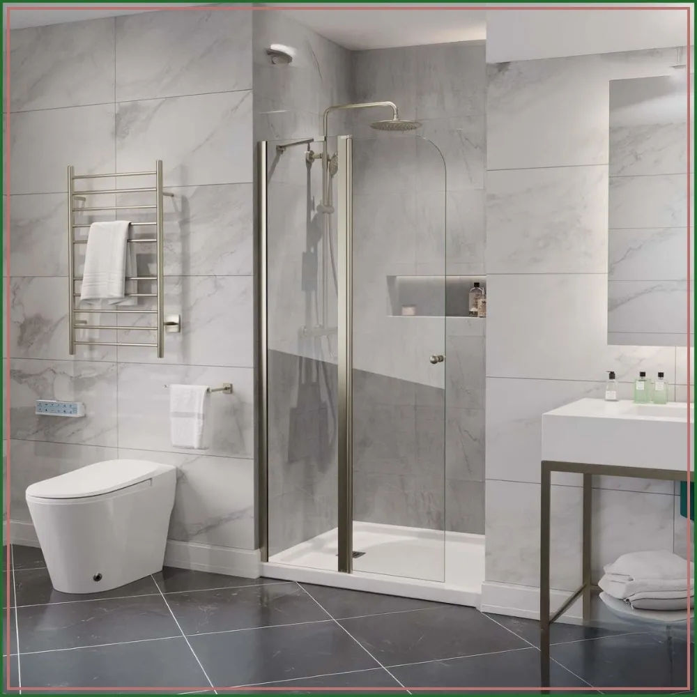 72x33.5 in Frameless Swinging Shower Door, Resistance Free Hinges, Reversible Installation, Clear Tempered Glass, Brushed Nickel
72x33.5 in Frameless Swinging Shower Door, Resistance Free Hinges, Reversible Installation, Clear Tempered Glass, Brushed Nickel