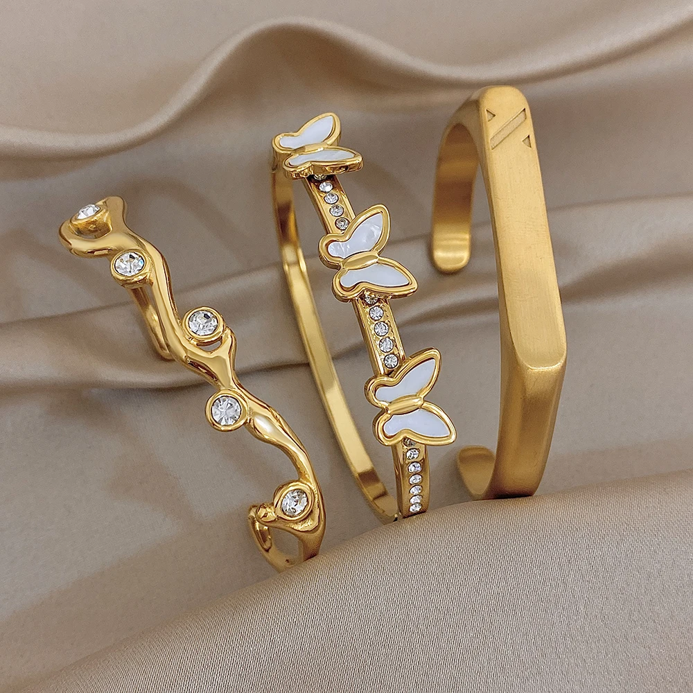 Romantic Butterfly Irregular Branch Waterproof Stainless Steel Bangle for Women Golden Spring Open Bracelet Holiday Jewelry Gift
Romantic Butterfly Irregular Branch Waterproof Stainless Steel Bangle for Women Golden Spring Open Bracelet Holiday Jewelry Gift