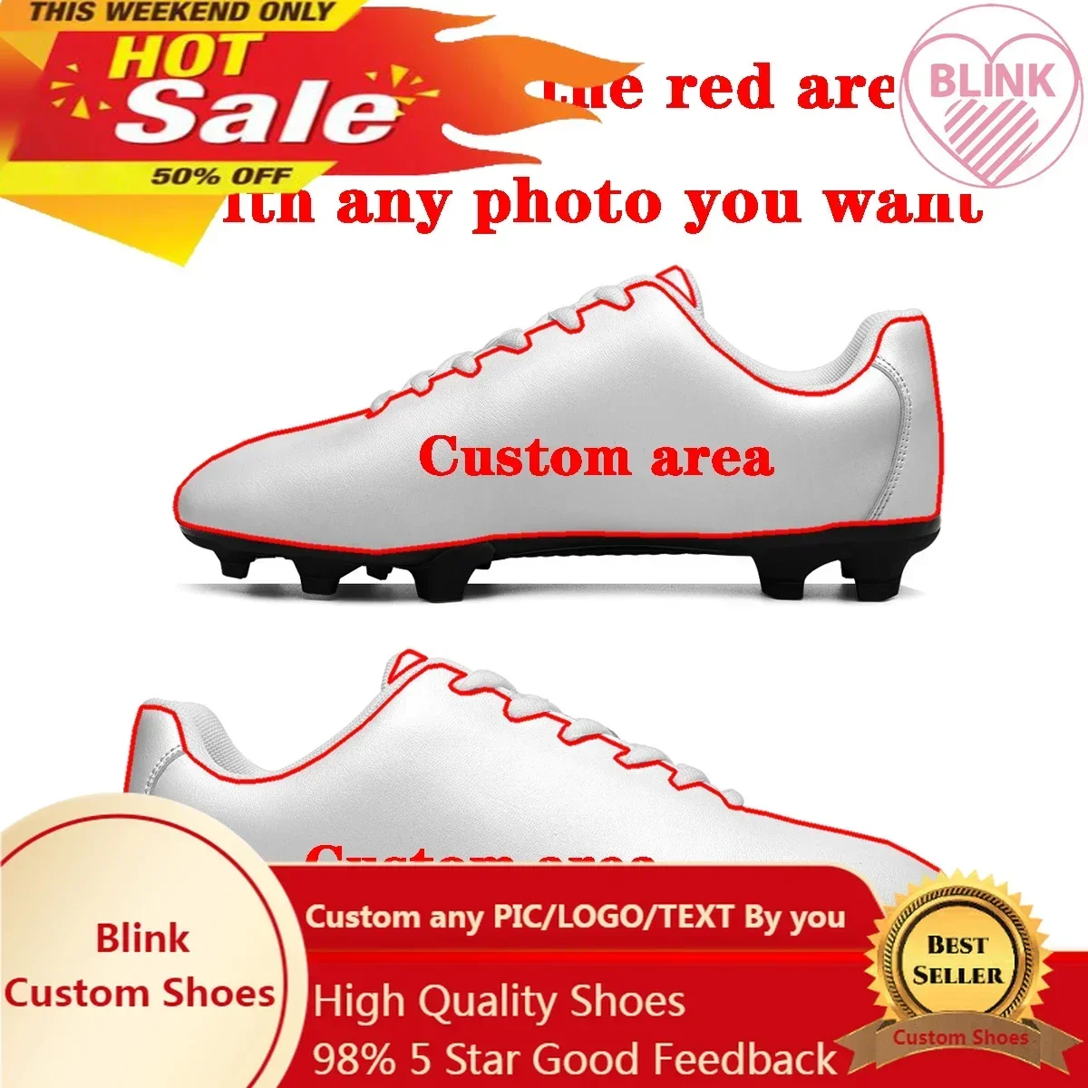 Custom Soccer Football Shoes Customizd Mens Womens Sports Running Customization Leather Flats Sneakers
Custom Soccer Football Shoes Customizd Mens Womens Sports Running Customization Leather Flats Sneakers