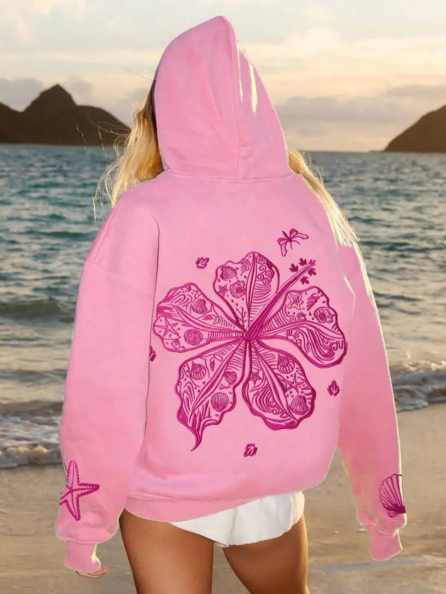 Pink Floral Embroidered Oversized Hoodie For Women Y2K Aesthetic Loose Pullover Spring Fall Winter
Pink Floral Embroidered Oversized Hoodie For Women Y2K Aesthetic Loose Pullover Spring Fall Winter