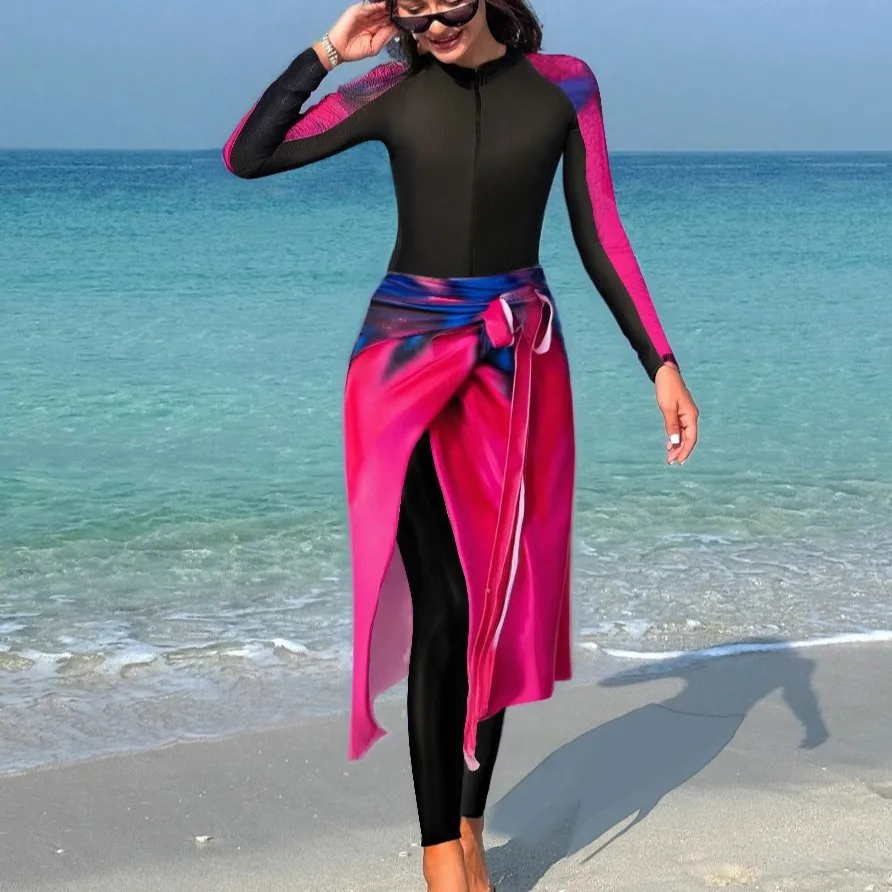 Элегантный купальник для коррекции фигуры с эффектом утяжки живота, с длинными рукавами, защита от солнца и УФ-излучения, полностью закрытый, мусульманский консервативный буркини
Элегантный купальник для коррекции фигуры с эффектом утяжки живота, с длинными рукавами, защита от солнца и УФ-излучения, полностью закрытый, мусульманский консервативный буркини