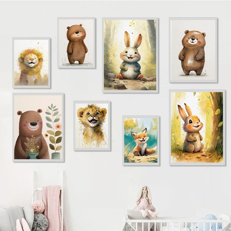 Smiling Little Lion Bunny Watercolor Illustration Children's room Fashion Wall Art Canvas Painting Nordic Poster Room Decor
Smiling Little Lion Bunny Watercolor Illustration Children's room Fashion Wall Art Canvas Painting Nordic Poster Room Decor