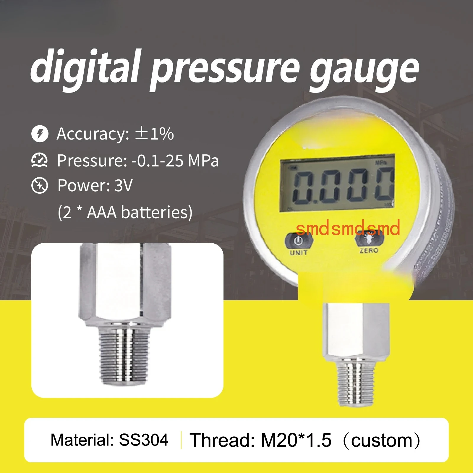 Digital Pressure Gauge MD-S260 LCD Stainless Steel Battery Powered Oil Water Air Sensor G1/4 M20-1.5 Portable Industrial
Digital Pressure Gauge MD-S260 LCD Stainless Steel Battery Powered Oil Water Air Sensor G1/4 M20-1.5 Portable Industrial