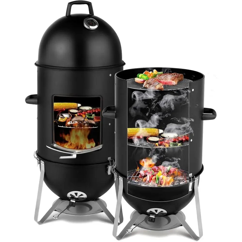 4-Tier 3-in-1 Veal Charcoal Grill and Smoker with Thermometer, Air Vent, Ideal for Camping, Picnics, Backyard BBQs, and Tailgati
4-Tier 3-in-1 Veal Charcoal Grill and Smoker with Thermometer, Air Vent, Ideal for Camping, Picnics, Backyard BBQs, and Tailgati