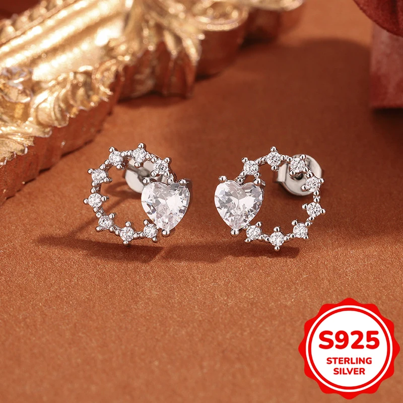 Classic authentic S925 sterling silver hollow circle heart-shaped full diamond earrings for women anti-allergic gift jewelry
Classic authentic S925 sterling silver hollow circle heart-shaped full diamond earrings for women anti-allergic gift jewelry