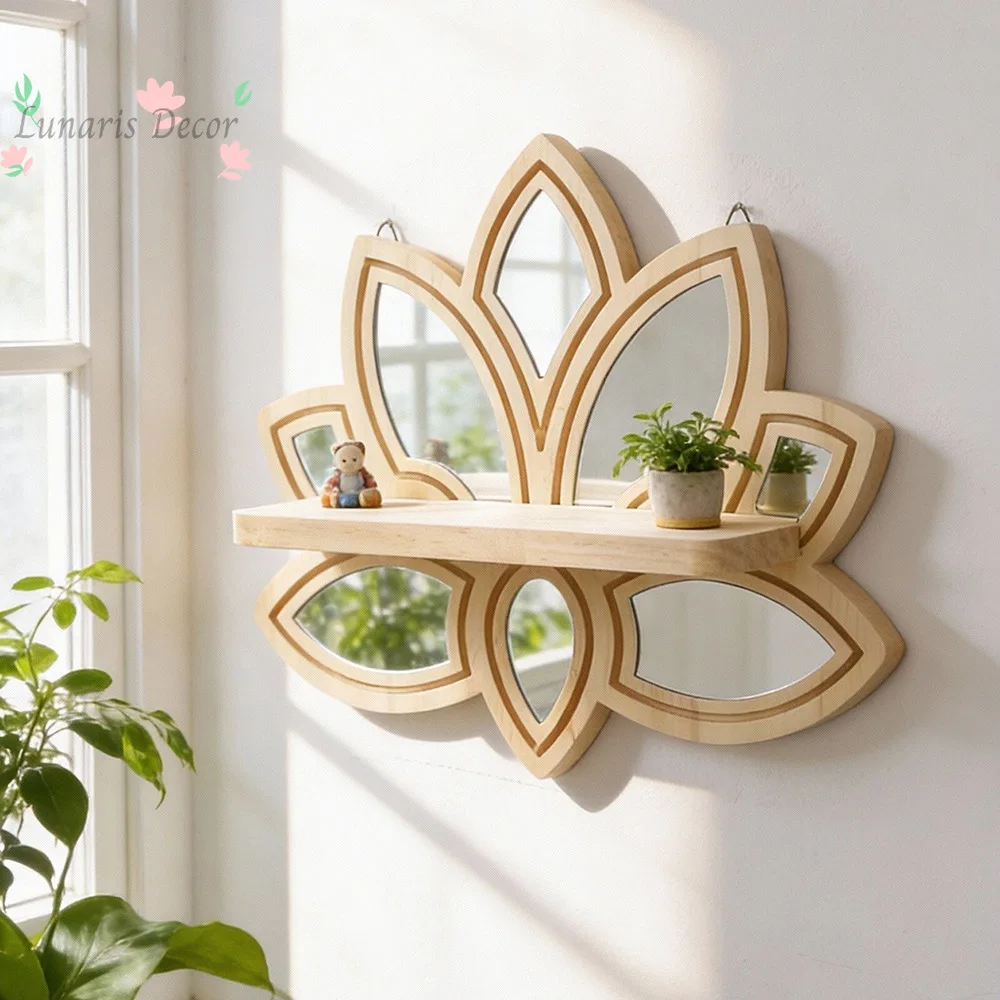 Lotus-shaped solid wood wall-mounted planter shelf - wooden craft
Lotus-shaped solid wood wall-mounted planter shelf - wooden craft
